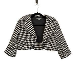Vintage Louis Verdad Houndstooth Cropped Wool Blazer Jacket M Academia Career